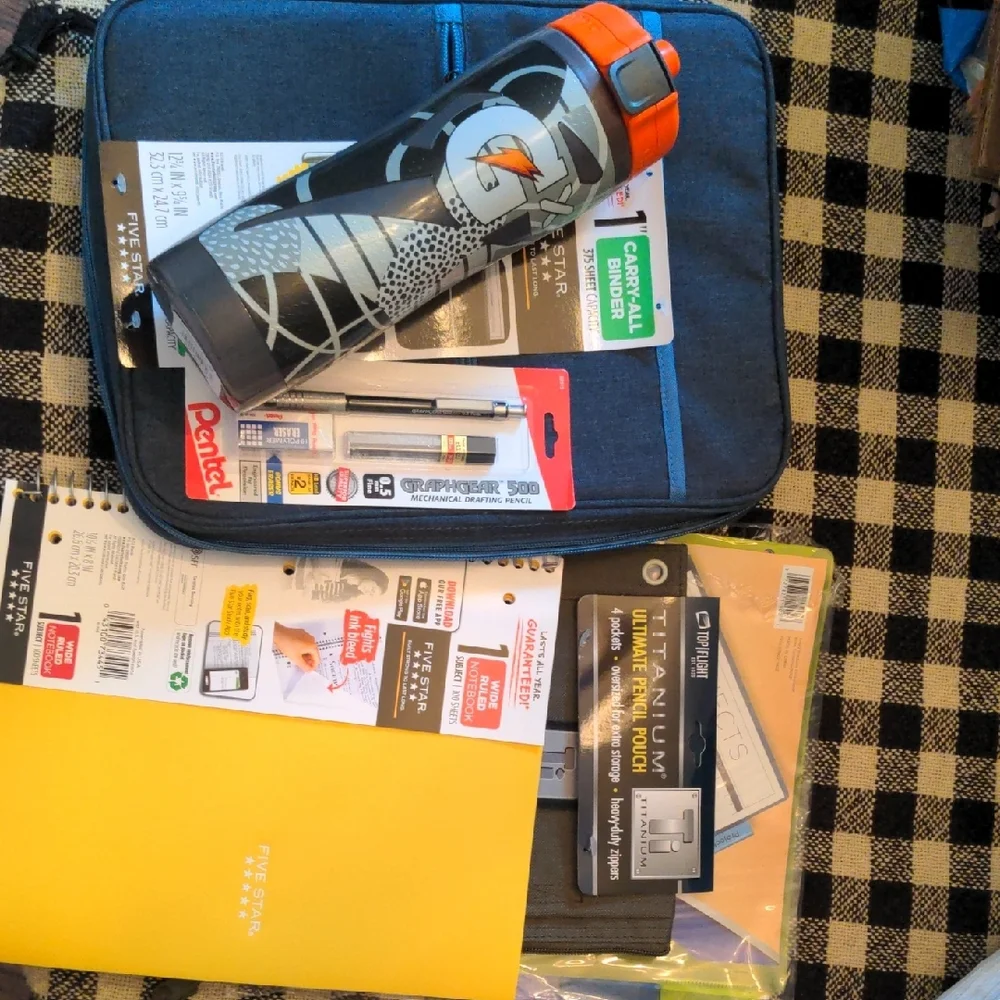 Five Star Yellow Notebook and Black Folder Set